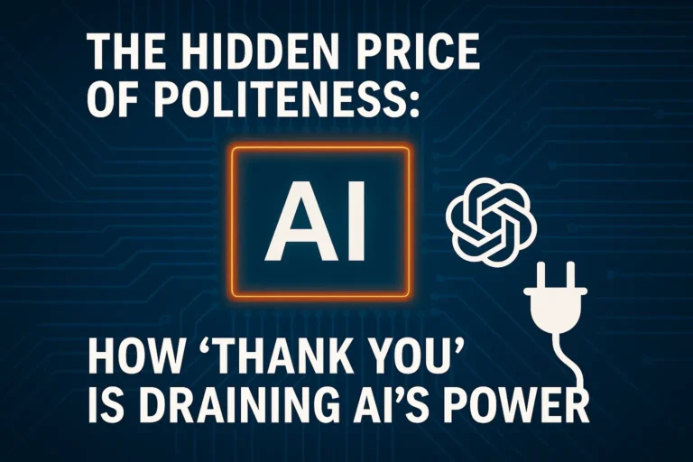 AI power consumption concept showing a digital circuit board and electricity plug symbol, highlighting ChatGPT energy cost due to polite language."