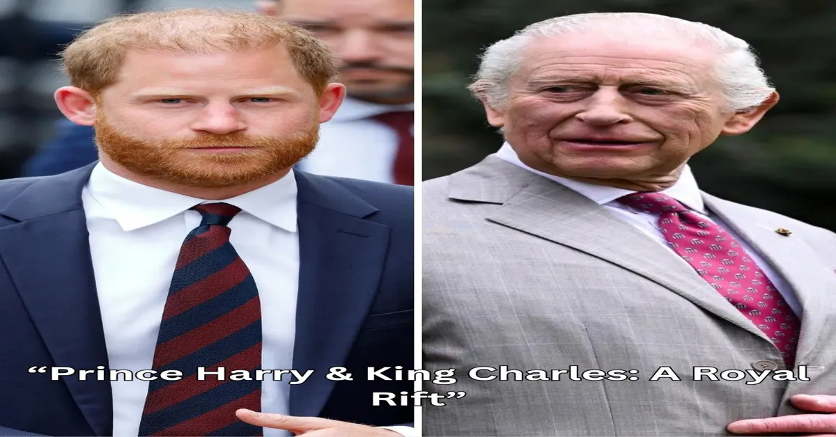 "Prince Harry King Charles rift highlighted through separate images, reflecting their distant royal relationship."